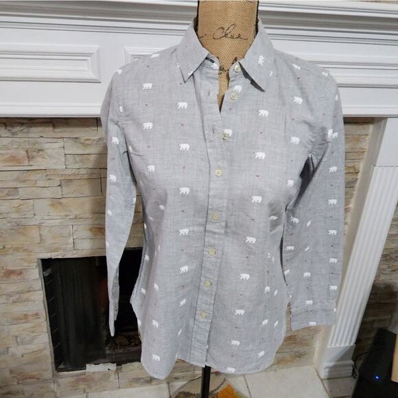 Talbots polar bear button down long sleeve top‎ size P - Picture 1 of 5